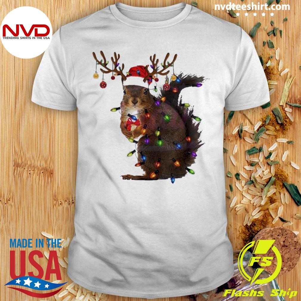 Retro Christmas Squirrel Lights Shirt