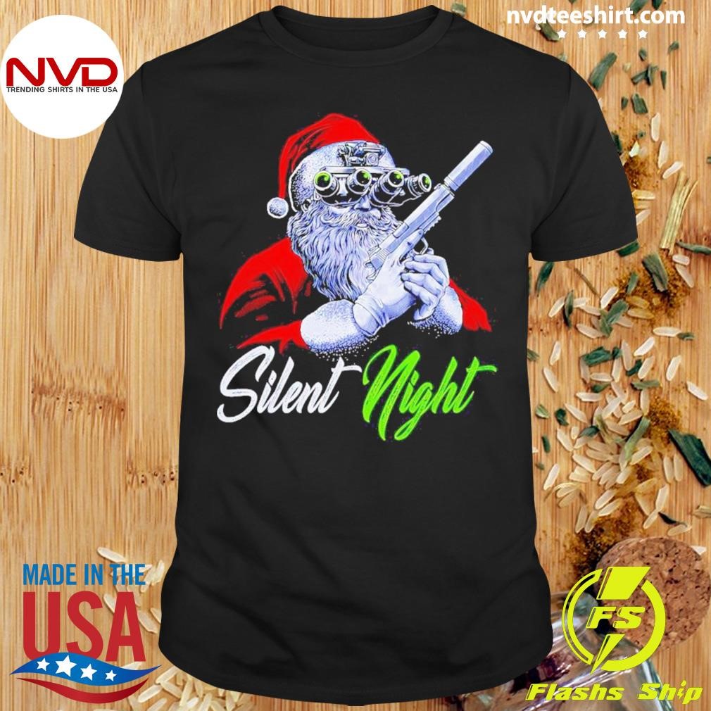 Santa Claus Gun Silent Night Christmas Shirt