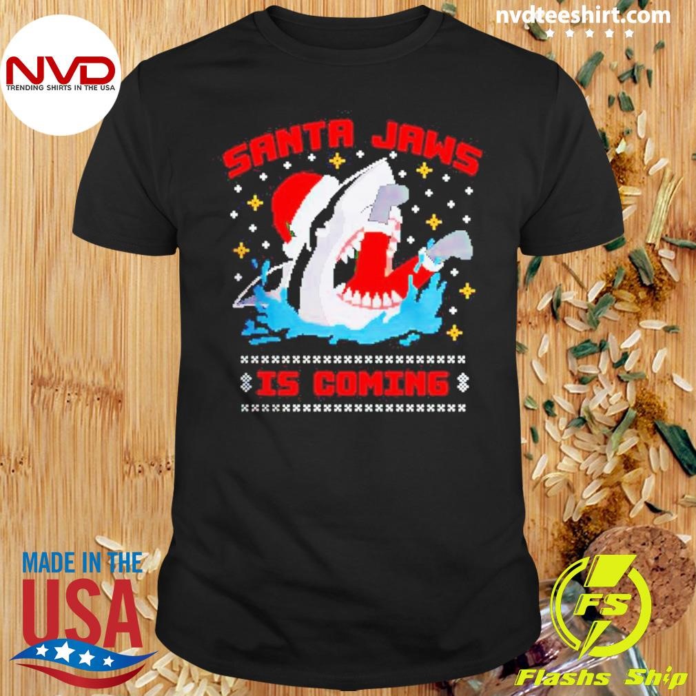 Santa Jaws Is Coming Christmas Shirt