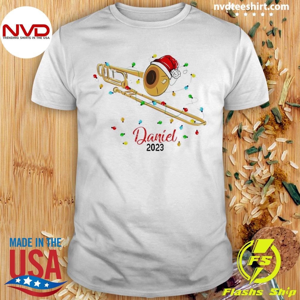Santa Trombone Christmas Lights Shirt