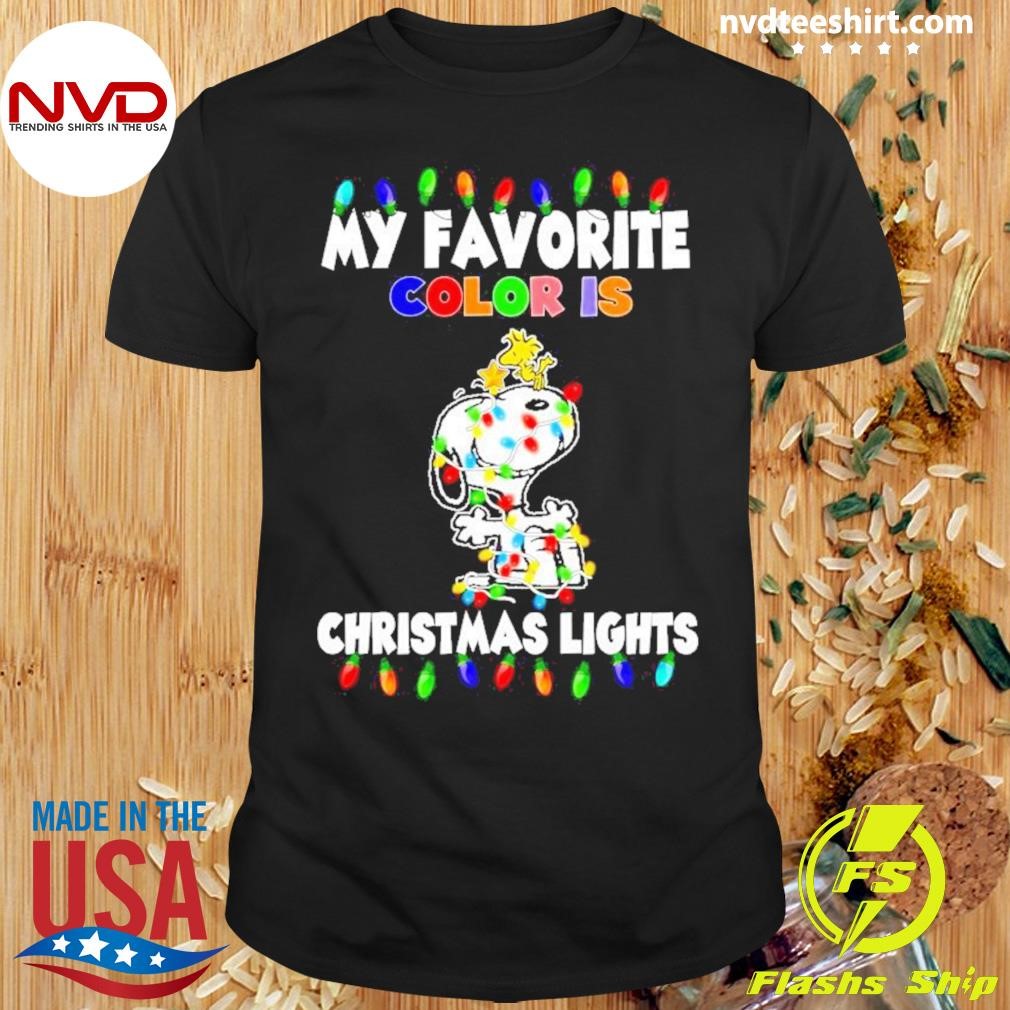 Snoopy And Woodstock My Favorite Color Is Christmas Light Shirt