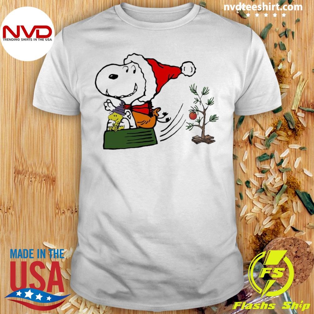 Snoopy And Woodstock Santa Tree Funny Merry Christmas Shirt