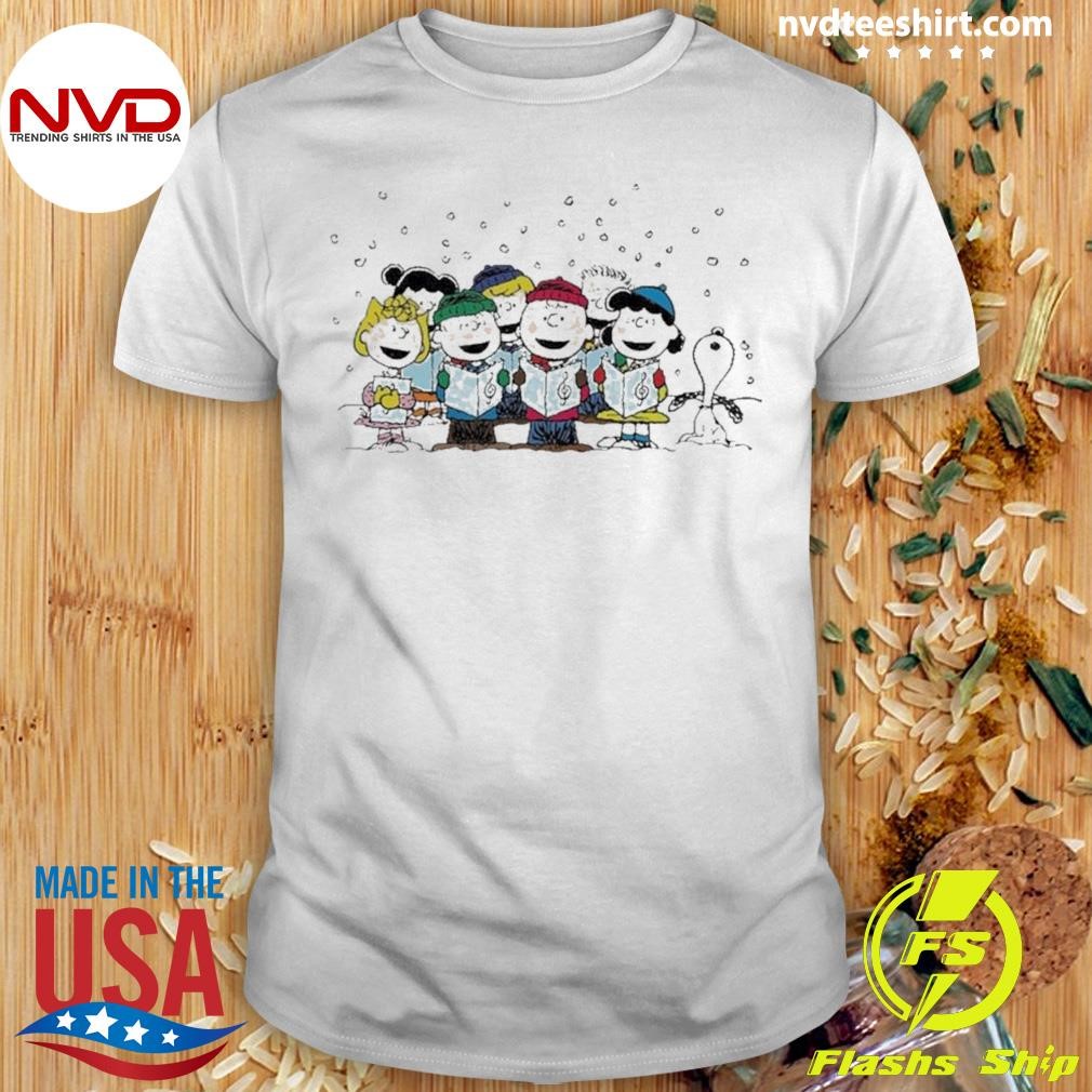 Snoopy, Charlie Brown And Friends Singing Merry Christmas Shirt