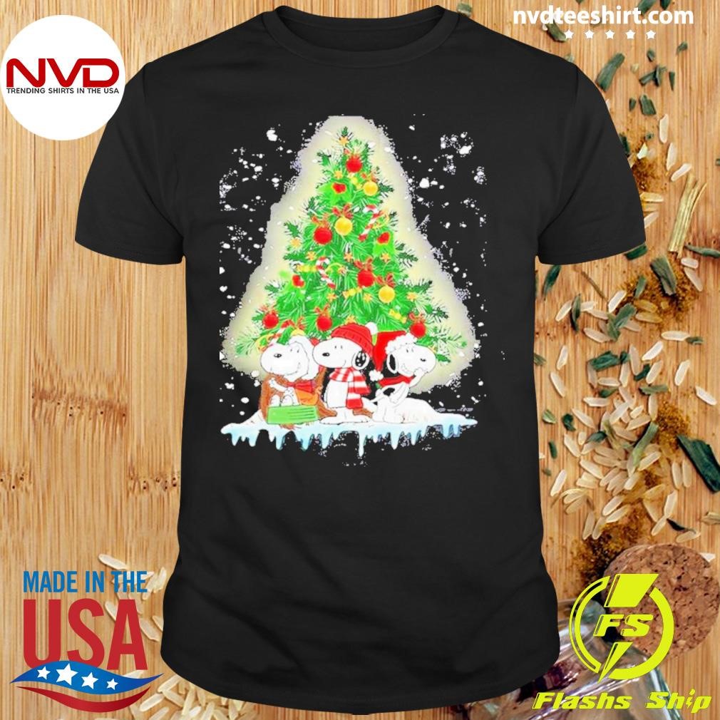 Snoopy Hat Santa Pine Tree Merry Christmas Shirt