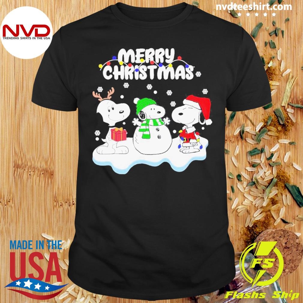 Snoopy Hat Santa Reindeer Merry Christmas Shirt