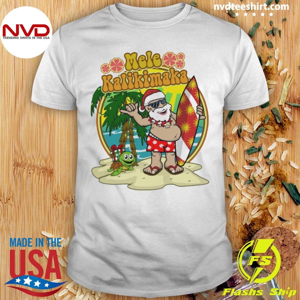 Surfer Santa Hawaiian Christmas Shirt