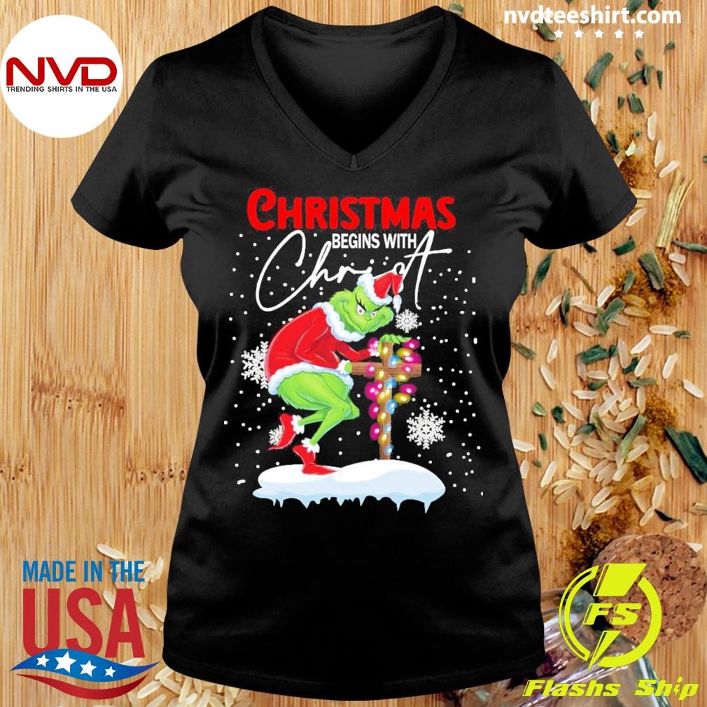 The Grinch Christmas begins with Christ 2024 Shirt NVDTeeshirt