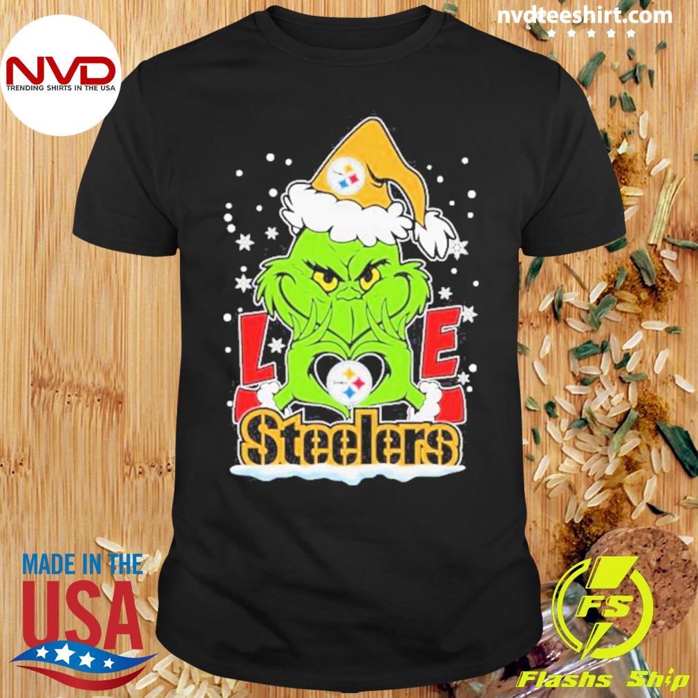 The Grinch Love Heart Pittsburgh Steelers Football Christmas Shirt