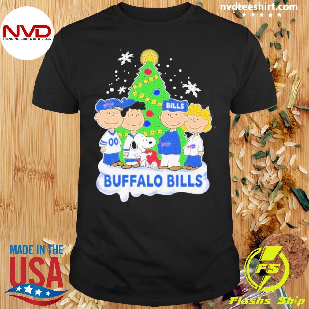 The Peanuts Characters With Christmas Tree Buffalo Bills Football 2023 Shirt