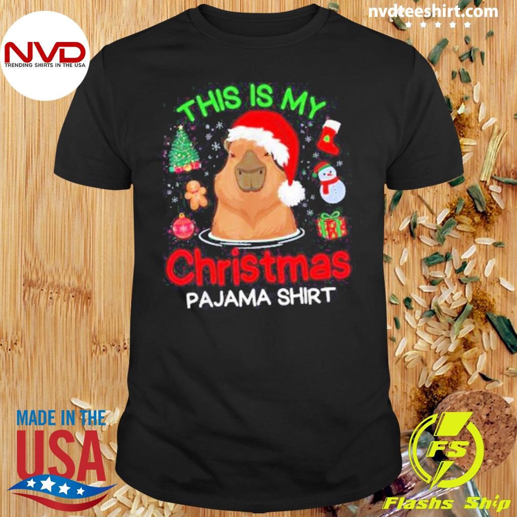 This Is My Christmas Pajama Funny Capybara Xmas Pjs Shirt