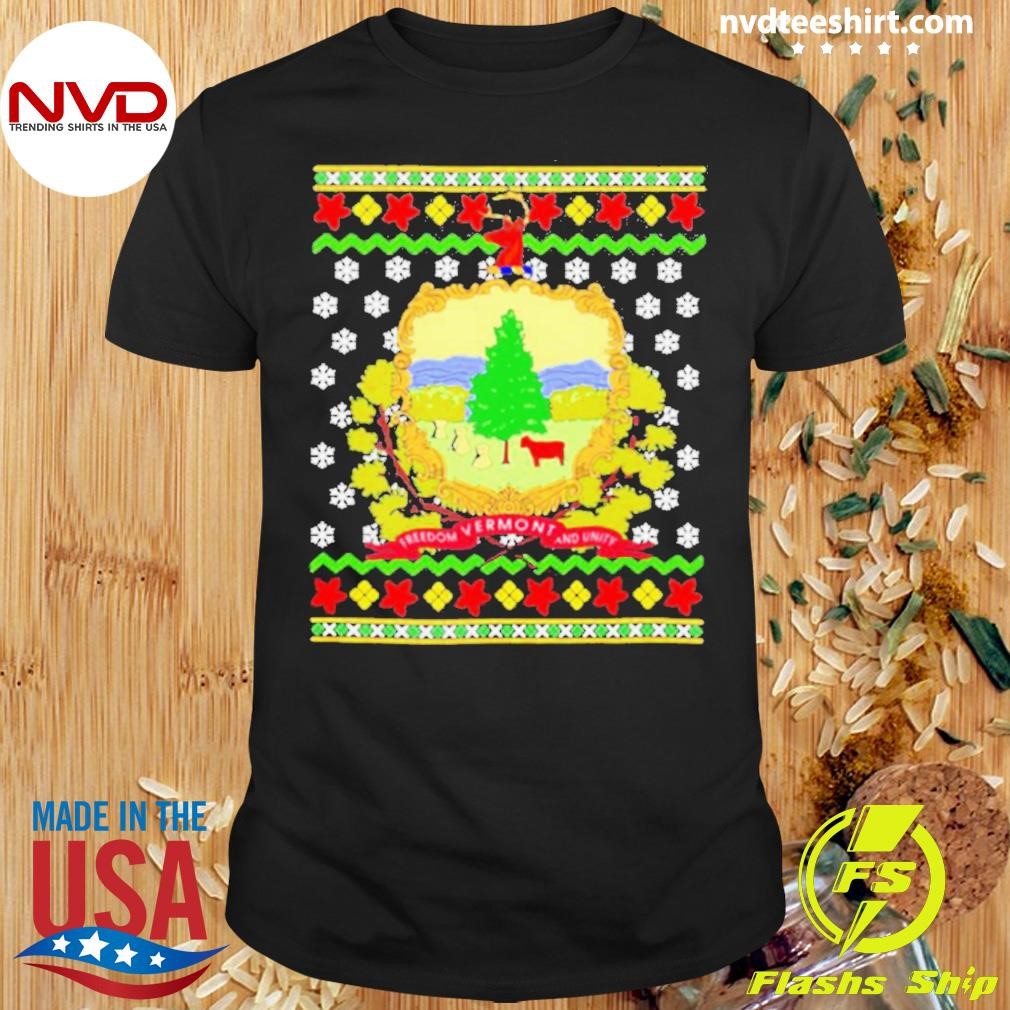 Vermont Christmas Flag Ugly Shirt