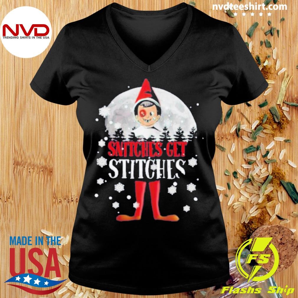 Elf On The Shelf Snitches Get Stitches Christmas Shirt NVDTeeshirt
