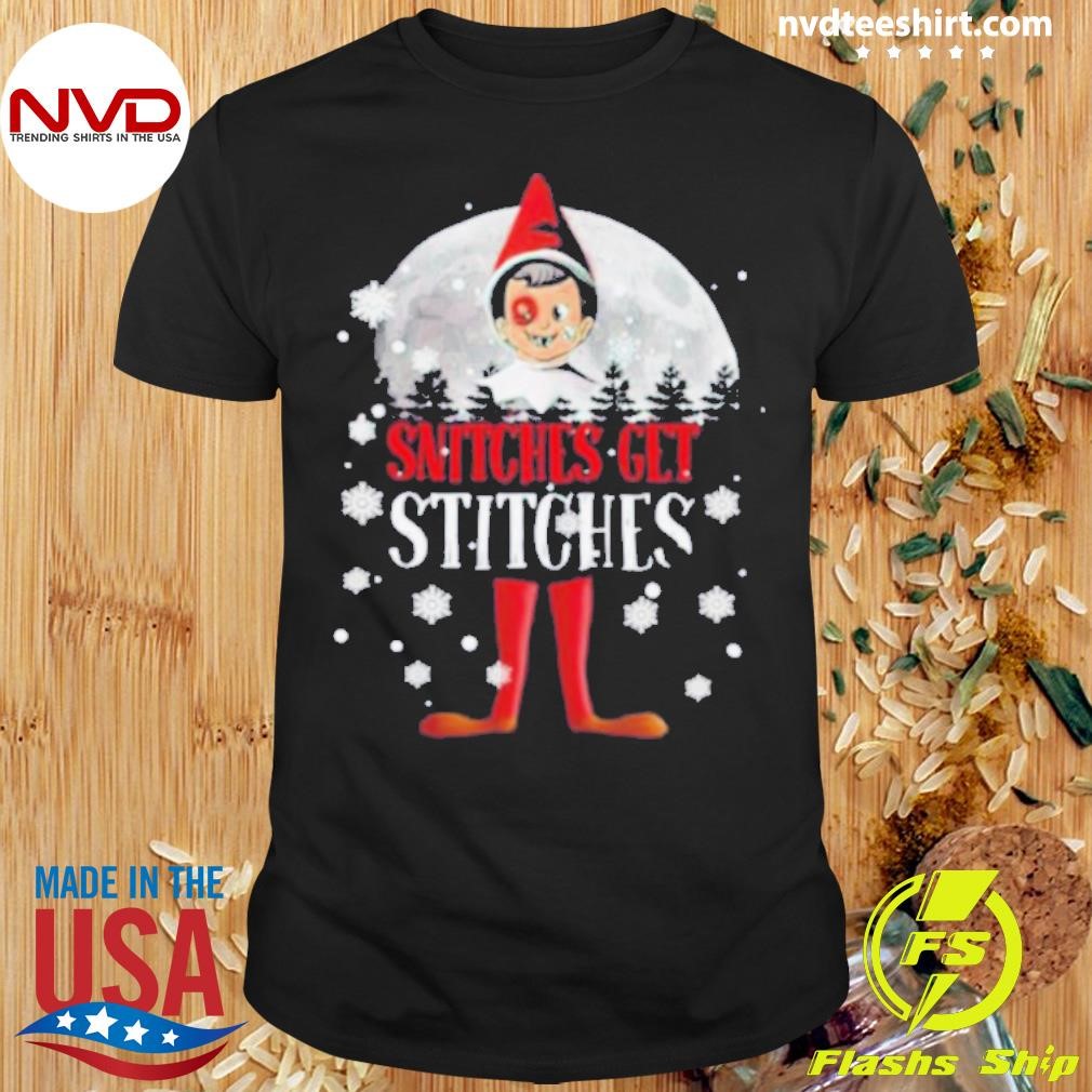 Elf On The Shelf Snitches Get Stitches Christmas Shirt NVDTeeshirt