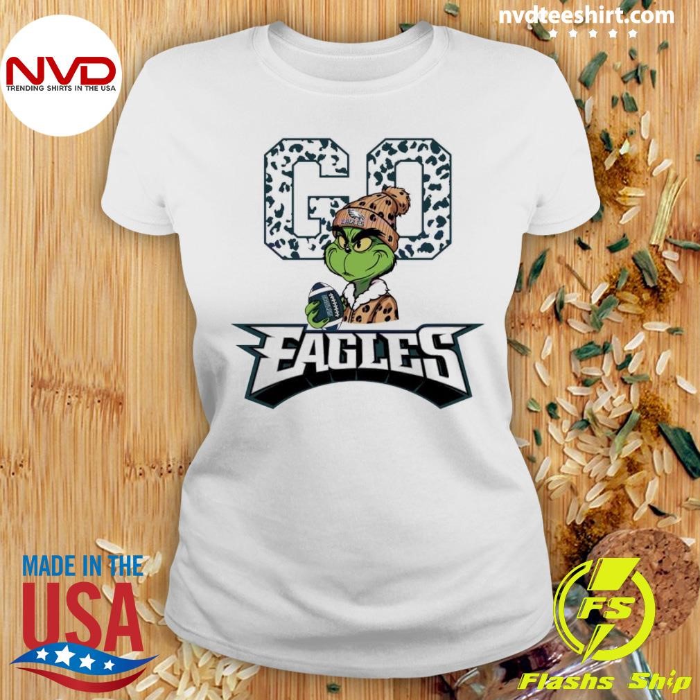 Grinch Leopard Go Eagles Football Shirt - NVDTeeshirt