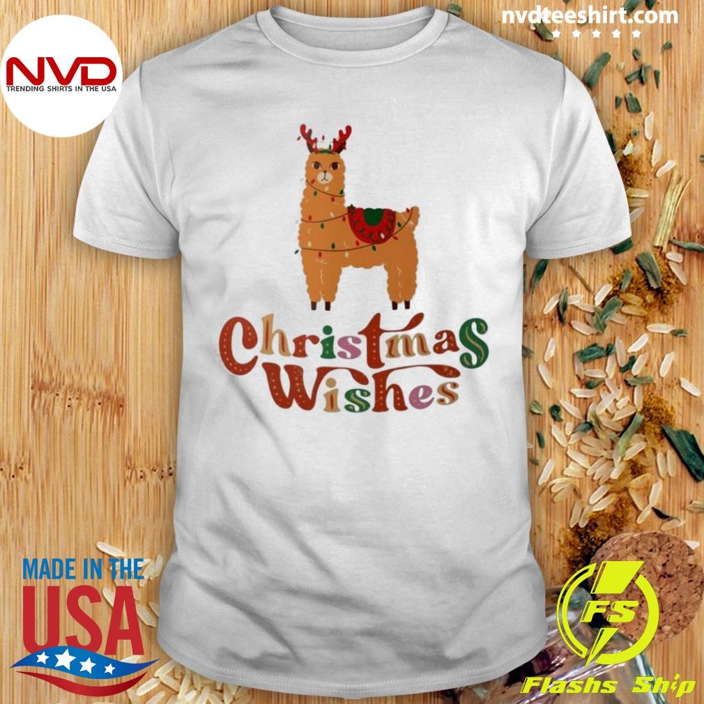 Llama Reindeer Christmas Wishes Shirt NVDTeeshirt