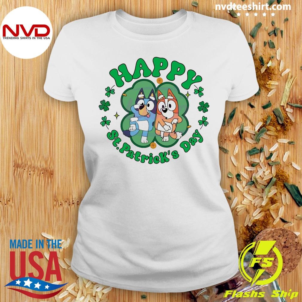 Happy St Patrick's Day Bluey Bingo Shirt - NVDTeeshirt