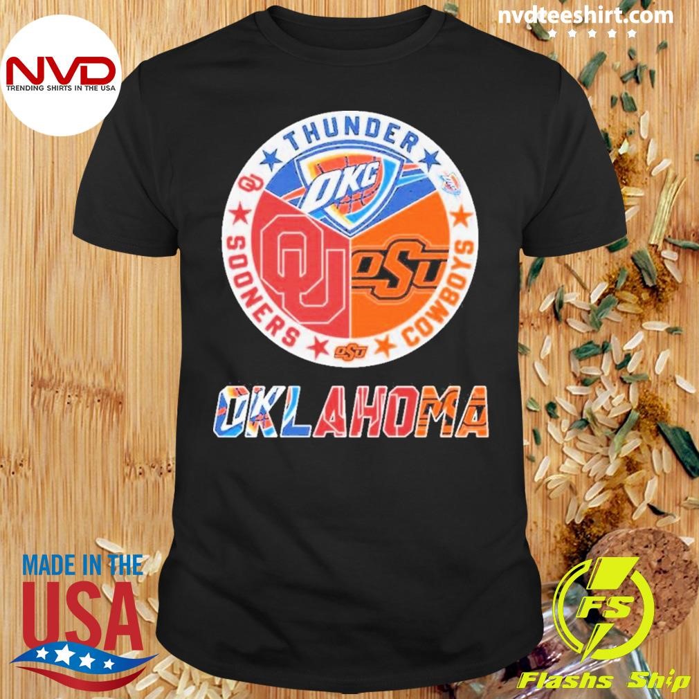 Oklahoma Sports Teams Logo 2024 Thunder, Cowboys And Sooners Shirt ...