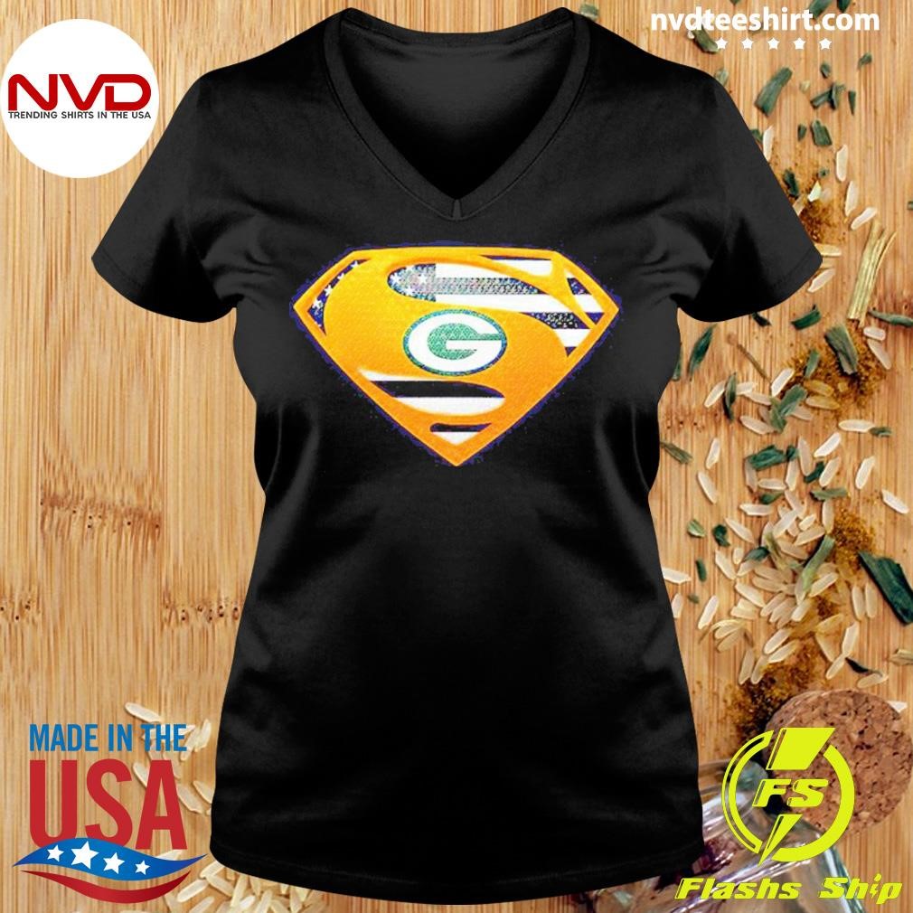 Usa Flag Inside Green Bay Packers Superman Shirt NVDTeeshirt