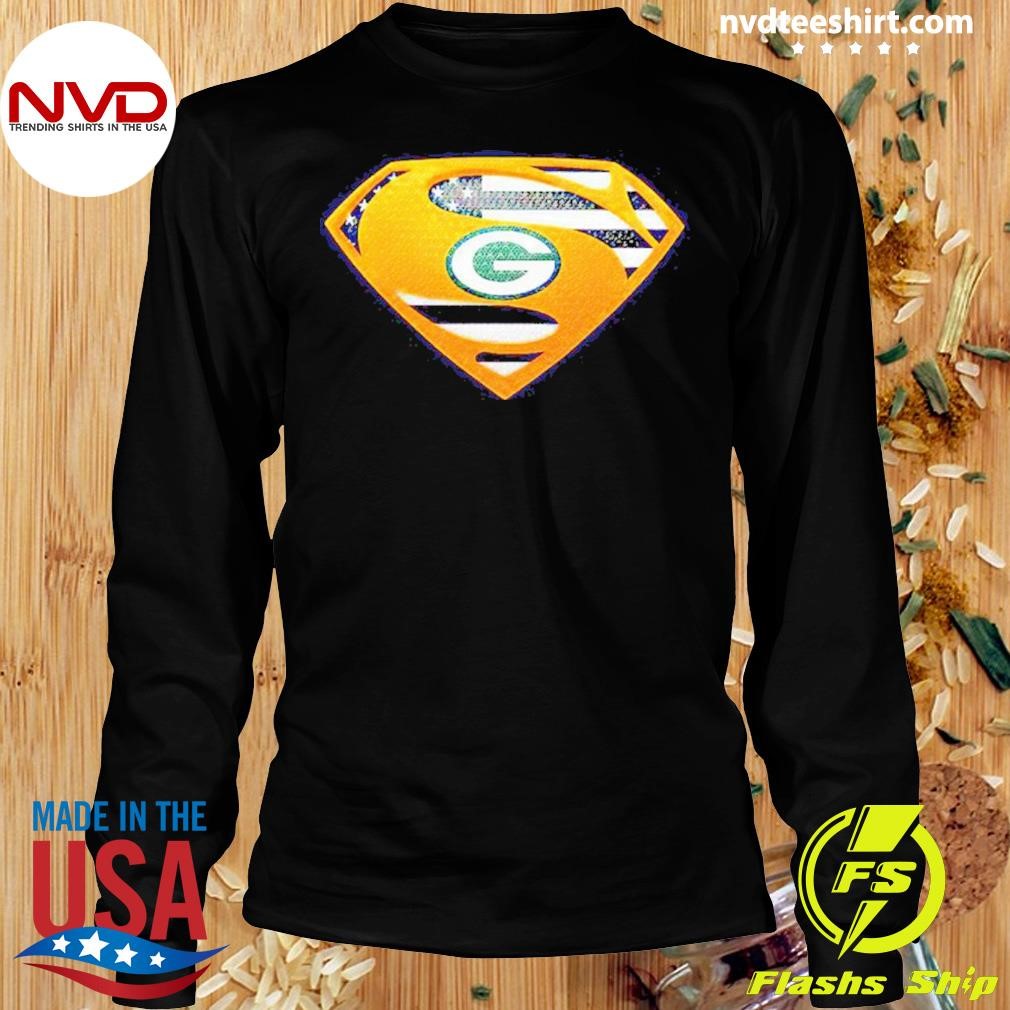 Usa Flag Inside Green Bay Packers Superman Shirt NVDTeeshirt