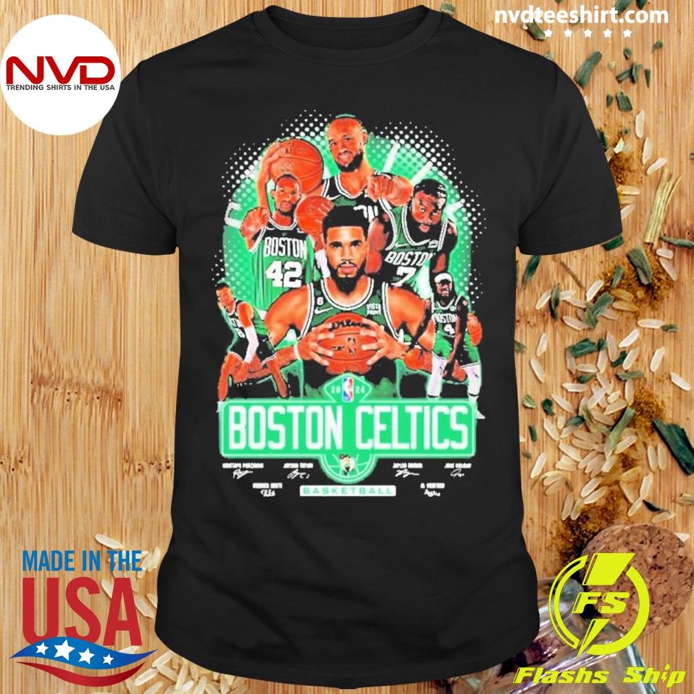 Boston Celtics 2024 Nba Basketball Team Signatures Shirt