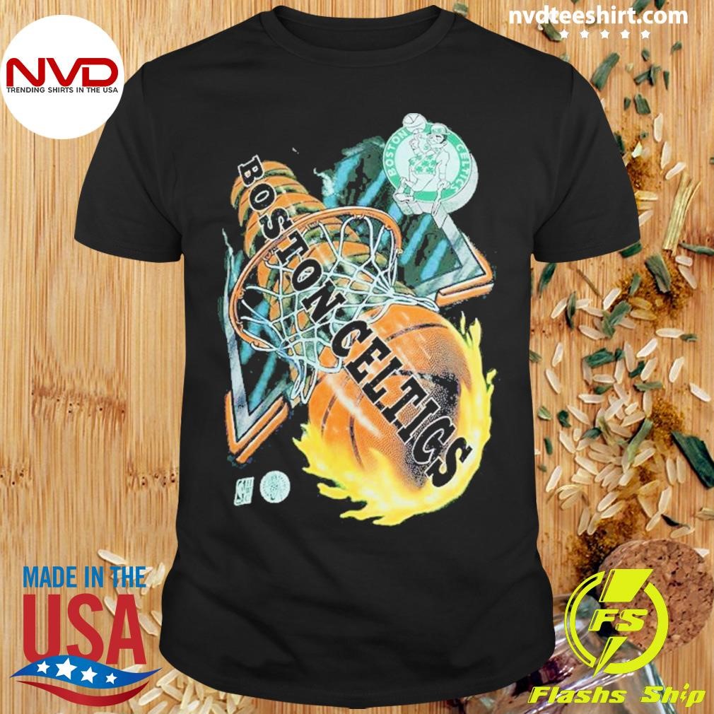 Boston Celtics Nba Basketball On Fire In Hoop Hwc Shirt