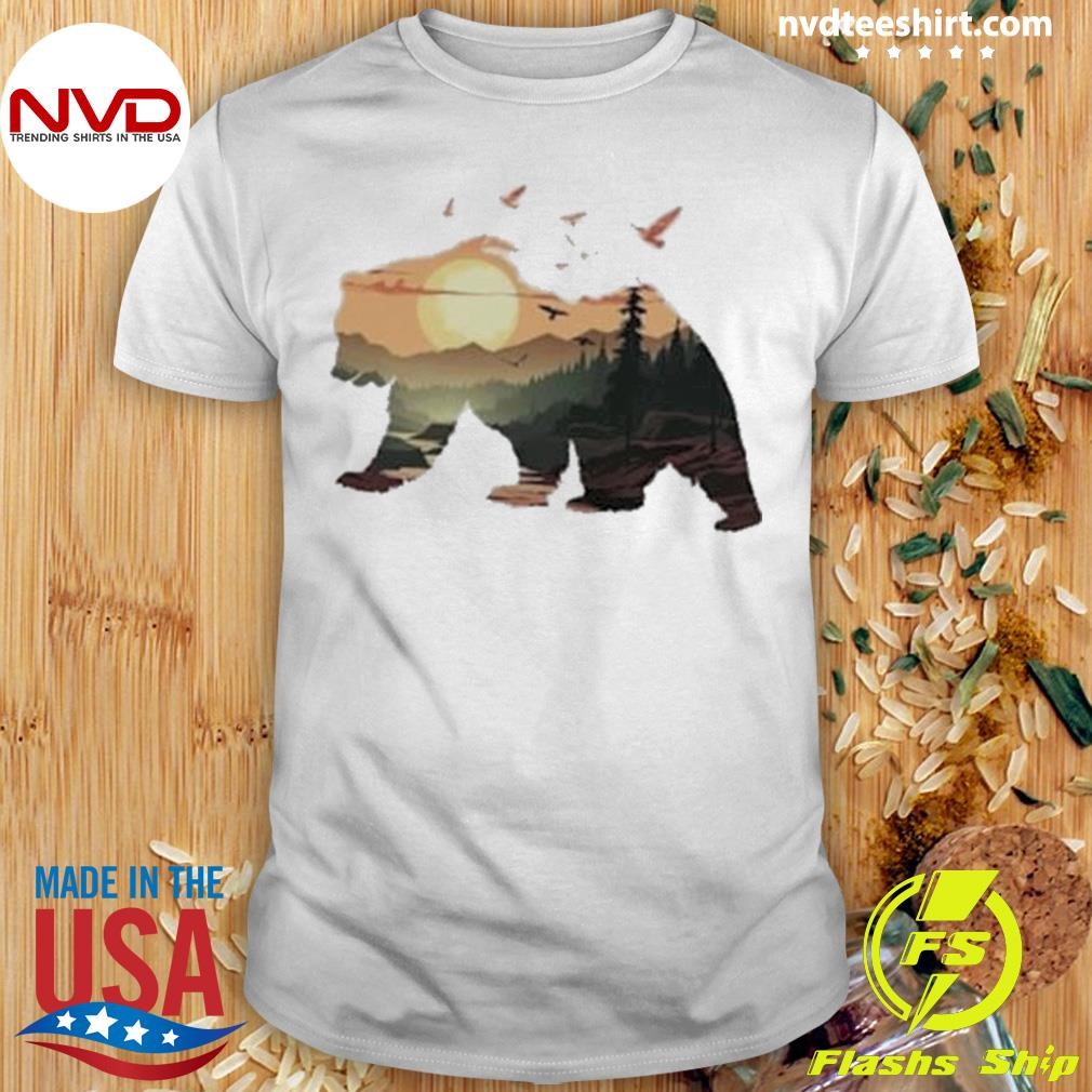 Forest Mountains Trees Wildlife Grizzly Bear Lover 2024 Shirt