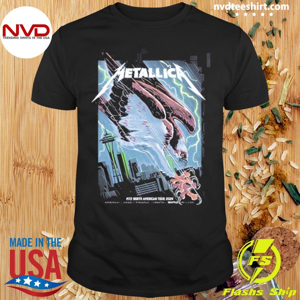 Metallica M72 Seattle Washington Pop Up Shop Poster At Lumen Field On August 30 And September 1 2024 M72 North American Tour The Bald Eagle Shirt