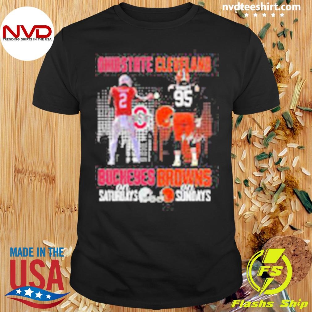 Ohio State Buckeyes In Saturdays Cleveland Brown On Sunday Skyline Signatures 2024 Shirt