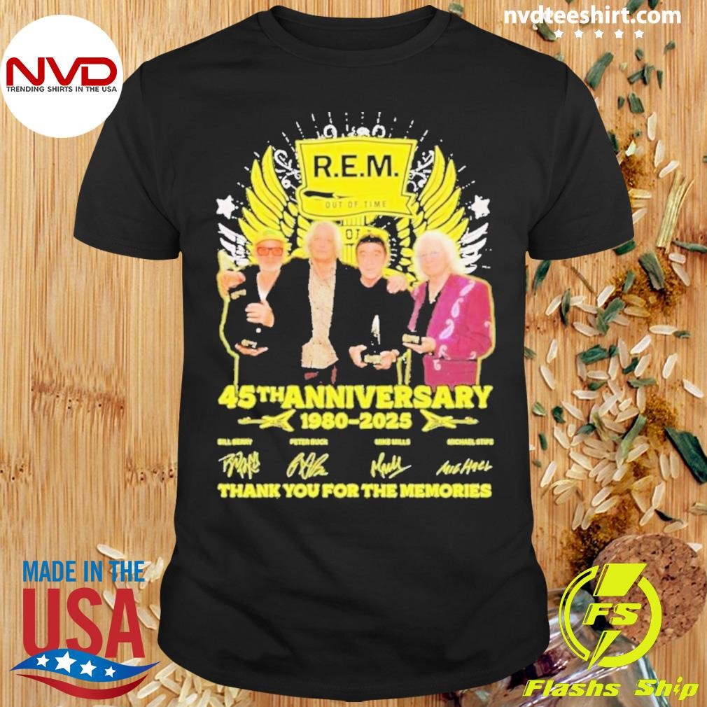 R.e.m. Out Of Time 45th Anniversary 1980-2025 Signatures Thank You For The Memories Shirt