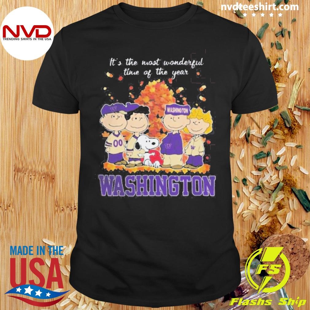 Washington Huskies x Peanuts Snoopy Autumn It’s The Most Wonderful Time Of The Year 2024 Shirt