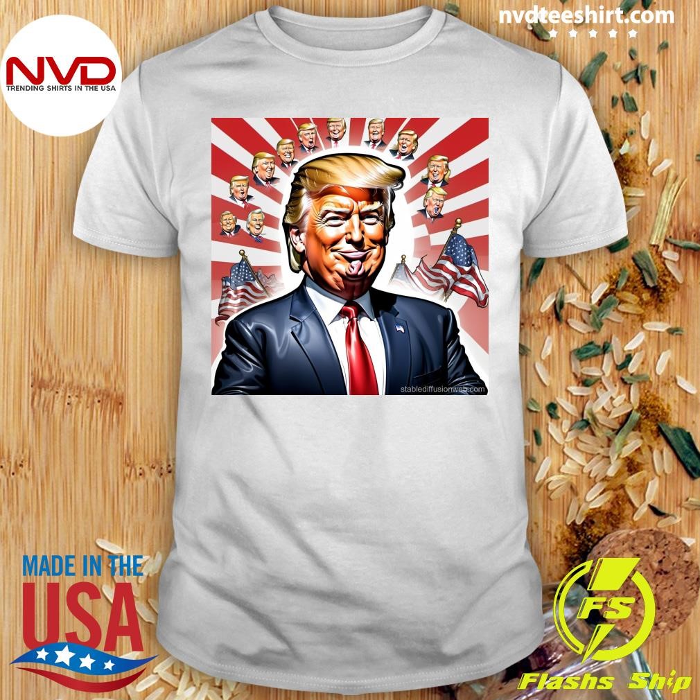 American Flag Donald Trump Cartoon Portrait Shirt