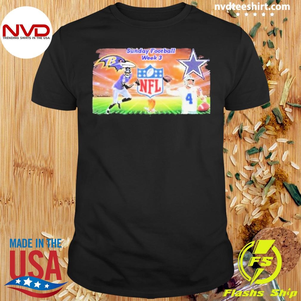 Baltimore Ravens Vs Dallas Cowboys Nfl Week 3 2024 Shirt