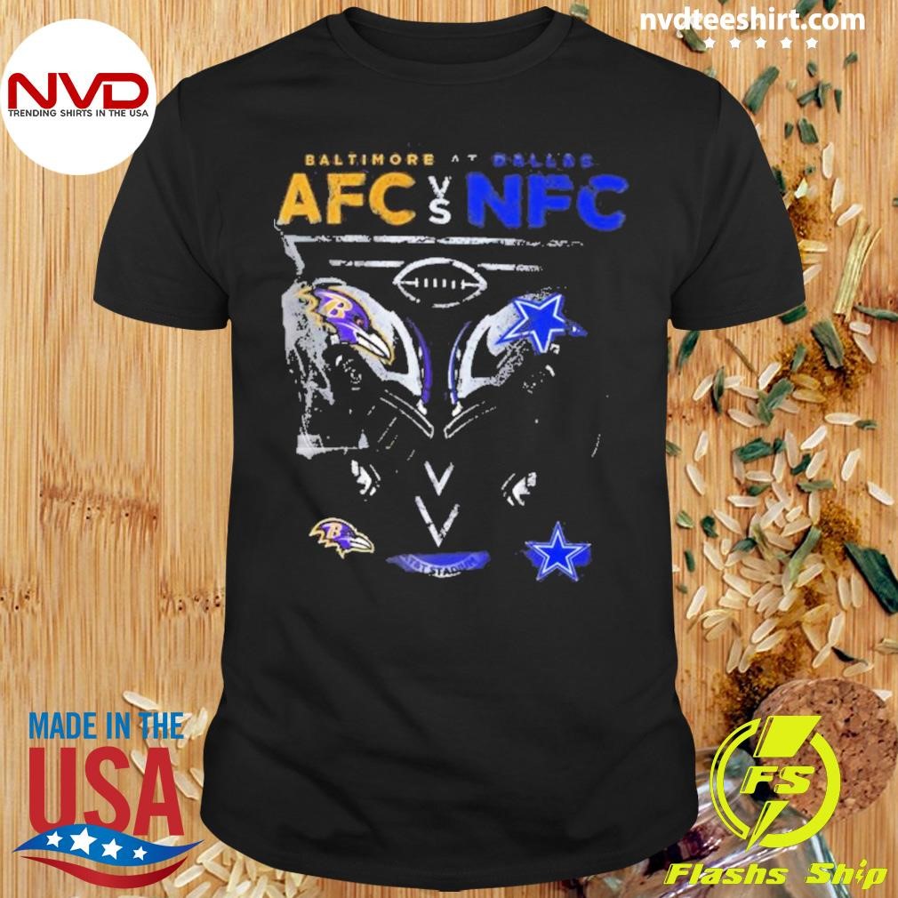 Baltimore Ravens Vs. Dallas Cowboys Afc Vs Nfc 2024 Game Day Helmet Matchup Shirt