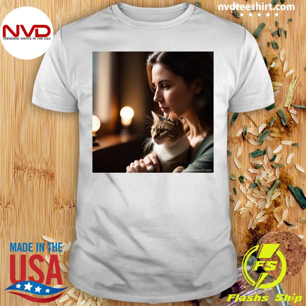 Cat Watching a Woman Shirt