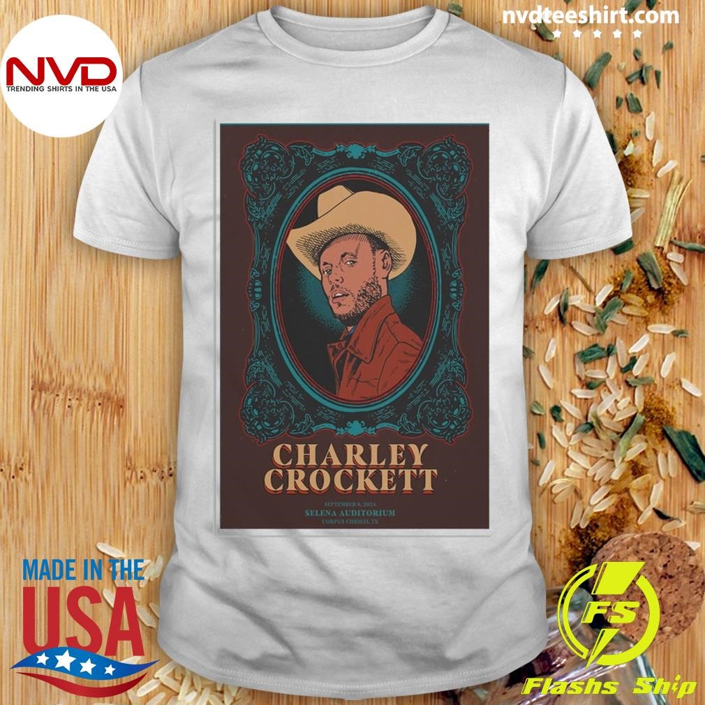 Charley Crockett Corpus Christi Auditorium Selena Poster Sept 8 2024 Event Shirt