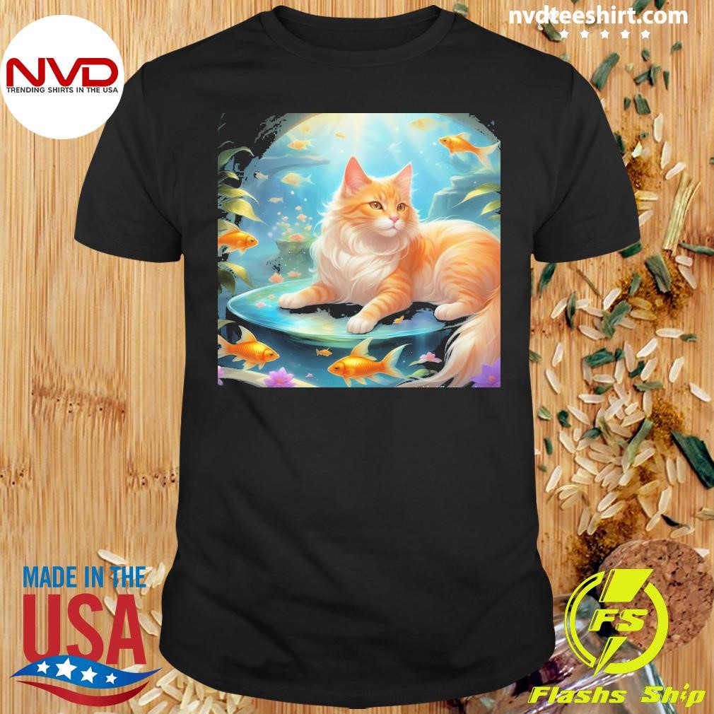 Curious Cat Watching Goldfish Shirt