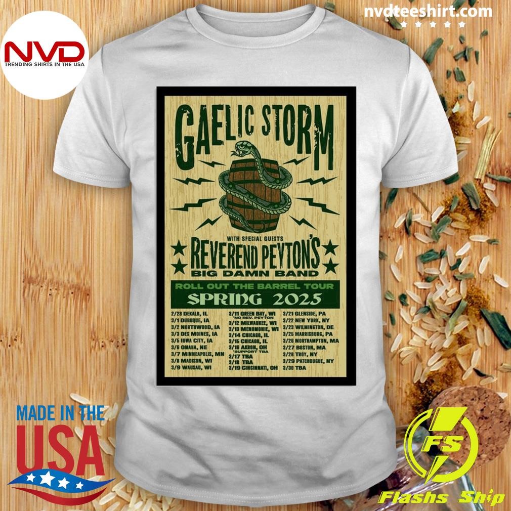 Gaelic Storm Roll Out The Barrel Tour Spring 2025 Shirt