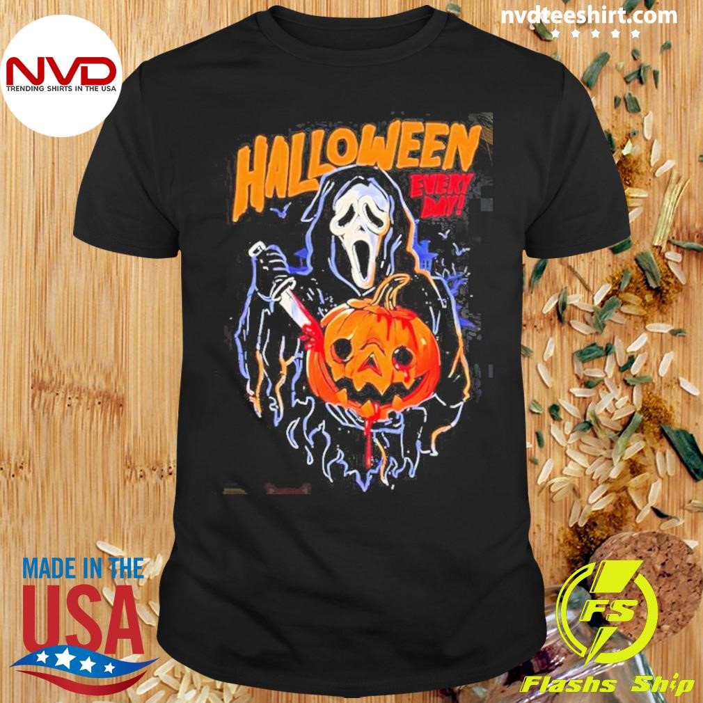 Ghostface With Pumpkin Halloween Everyday Shirt