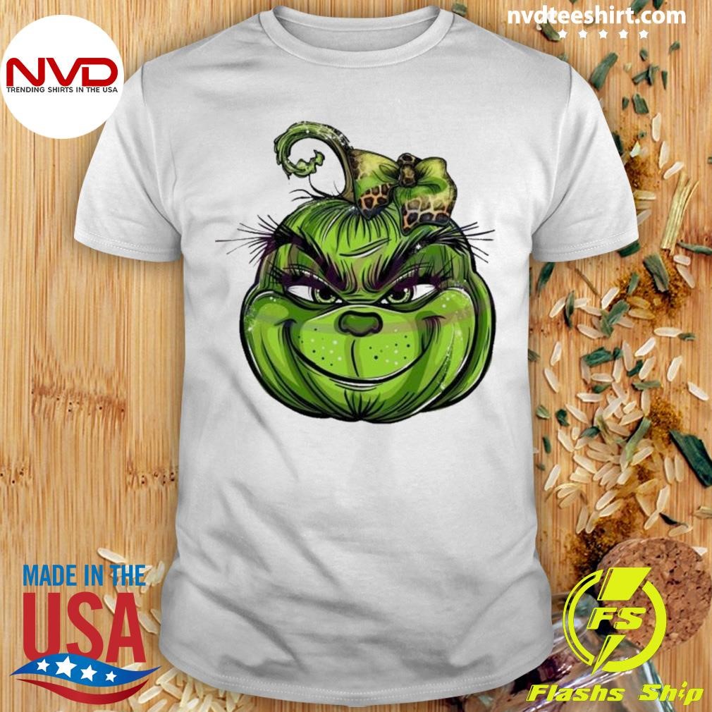 Grinch Face Pumpkin Leopard 2024 Shirt