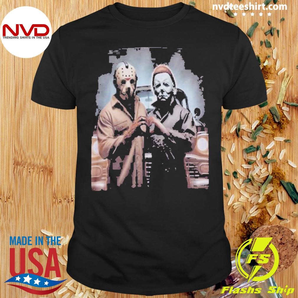 Halloween Jason Voorhees Michael Myers Heart Hands Shirt