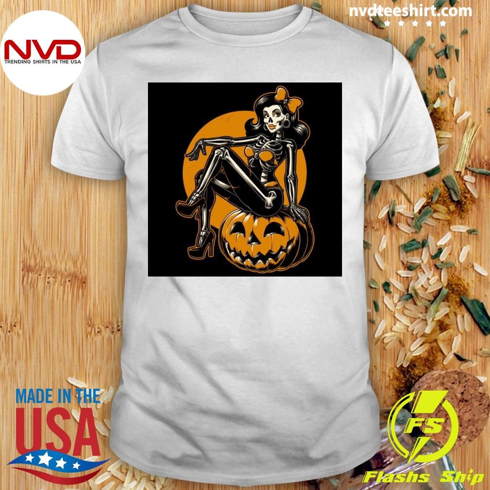 Halloween Pinup Sexy Pumpkin Girl Shirt