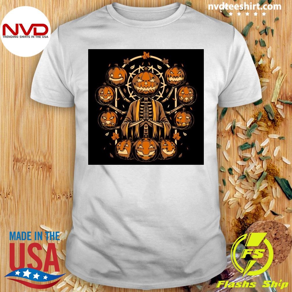 Halloween Pumpkin God Autumn Creepy Skeleton Shirt