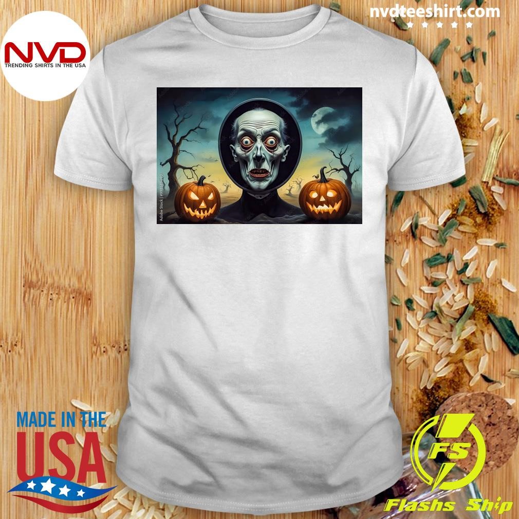 Horror Halloween Head Illustration Pumpkin Shirt