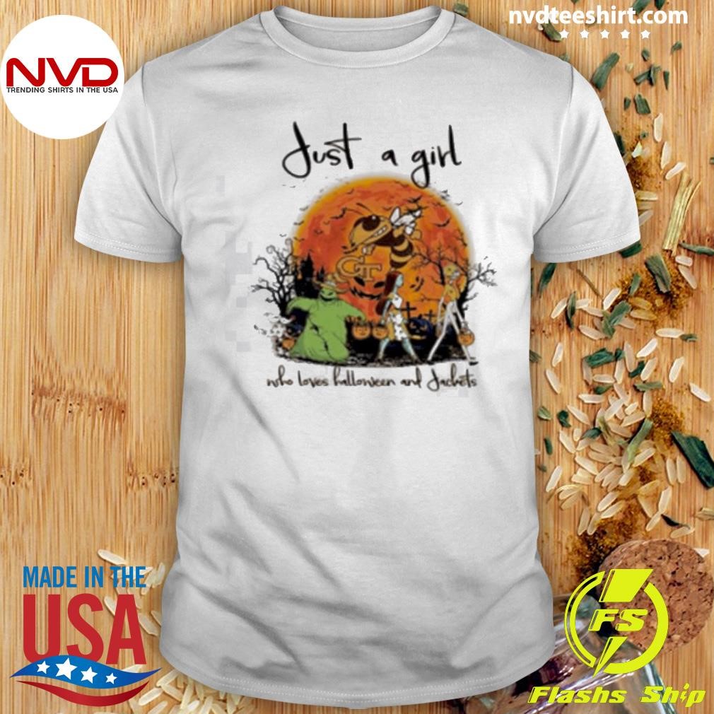 Just A Girl Who Love Halloween And Georgia Tech Yellow Jackets Football Shirt