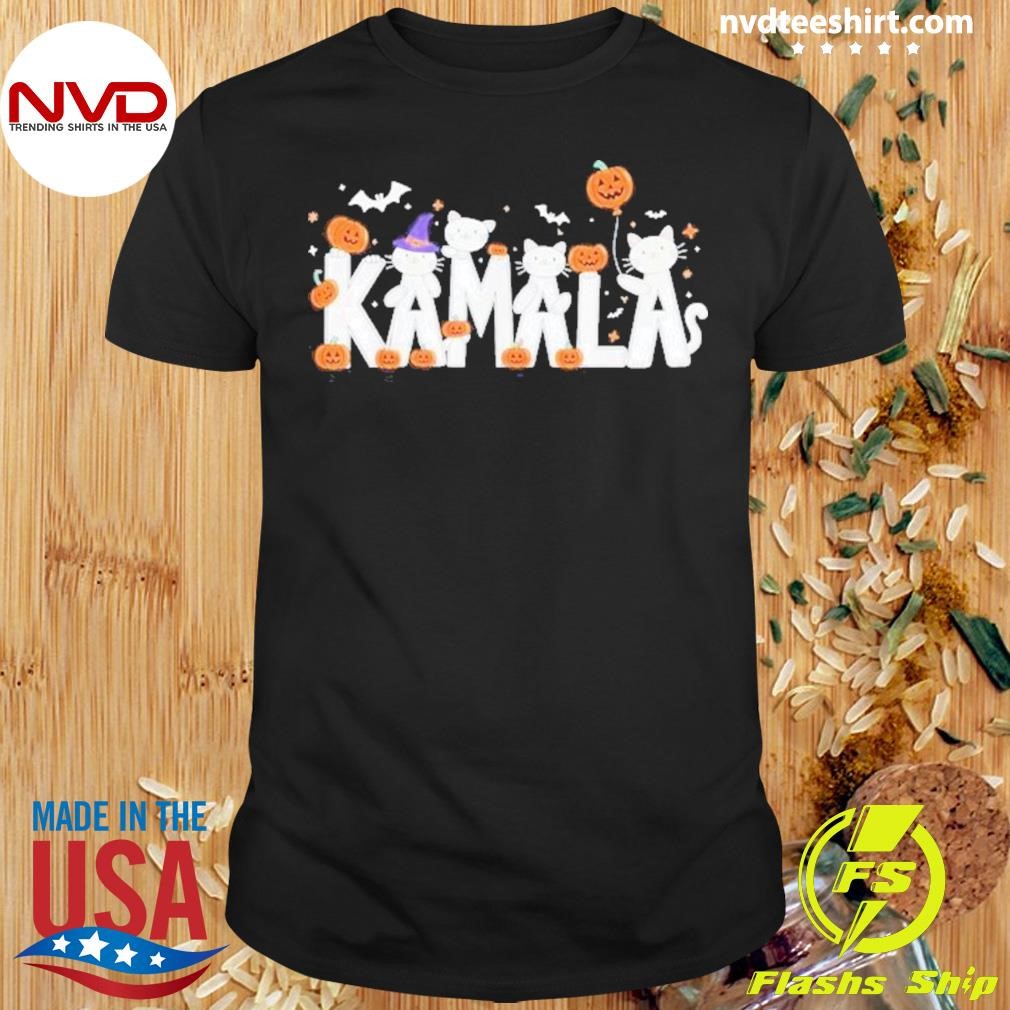 Kamala Halloween Cat Kamala Harris Pumpkin Witch Hat Cat Lady 2024 Shirt