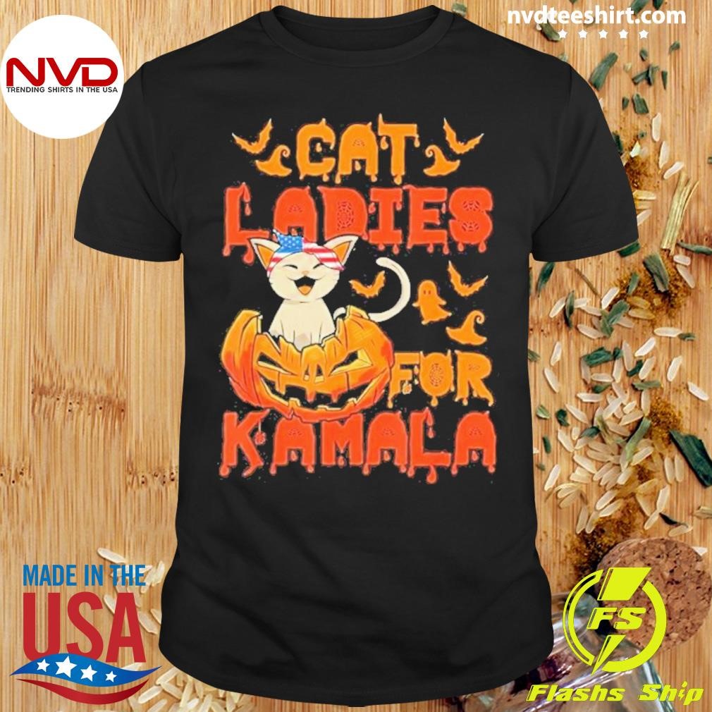 Kamala Harris Pumpkin Halloween Cat Ladies For Kamala 2024 Shirt