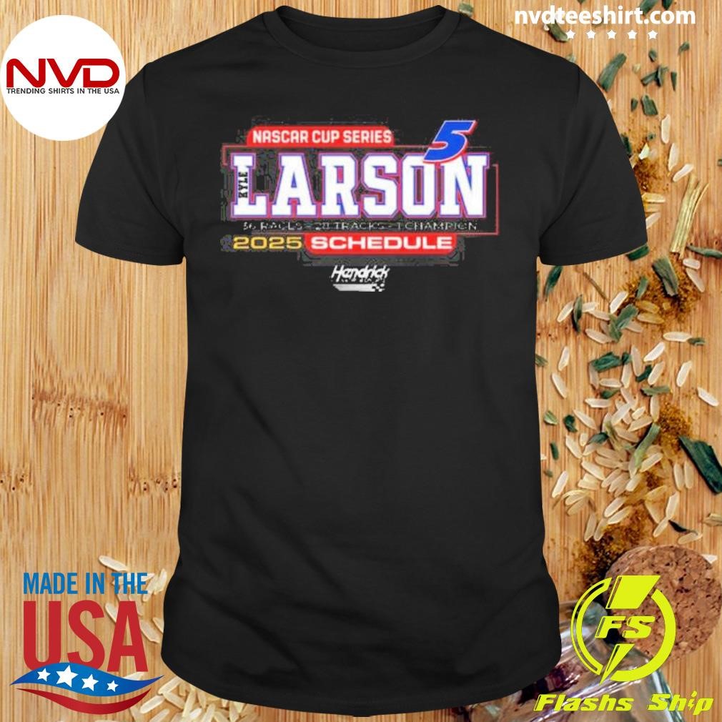 Kyle Larson Hendrick Motorsports Team Collection Black 2025 NASCAR Cup Series Schedule Shirt