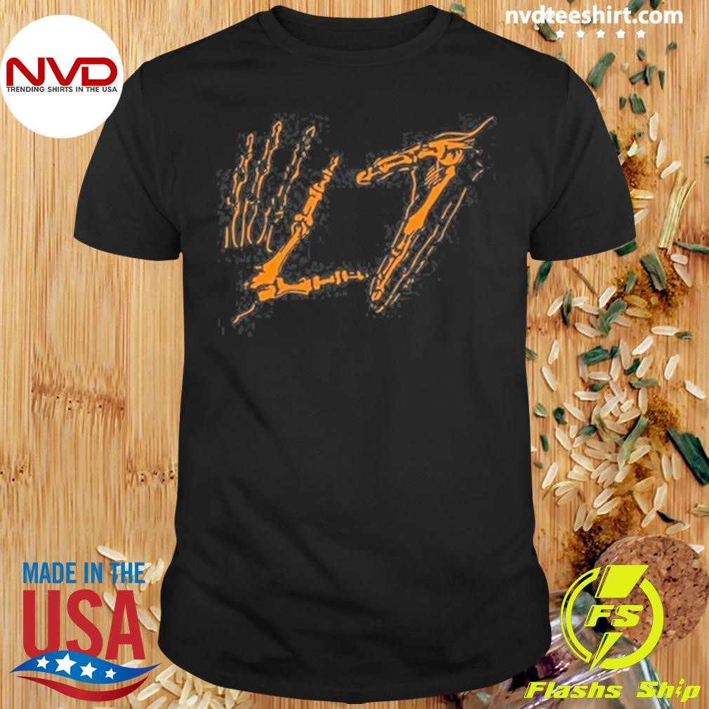 L7 Orange Skeleton Hands Shirt