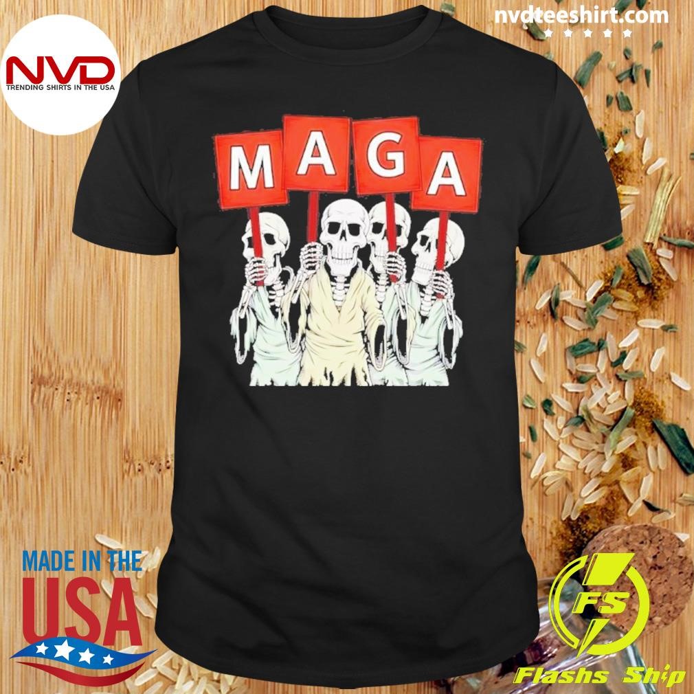 Maga Halloween Funny Halloween Trump Republican Skeletons Shirt