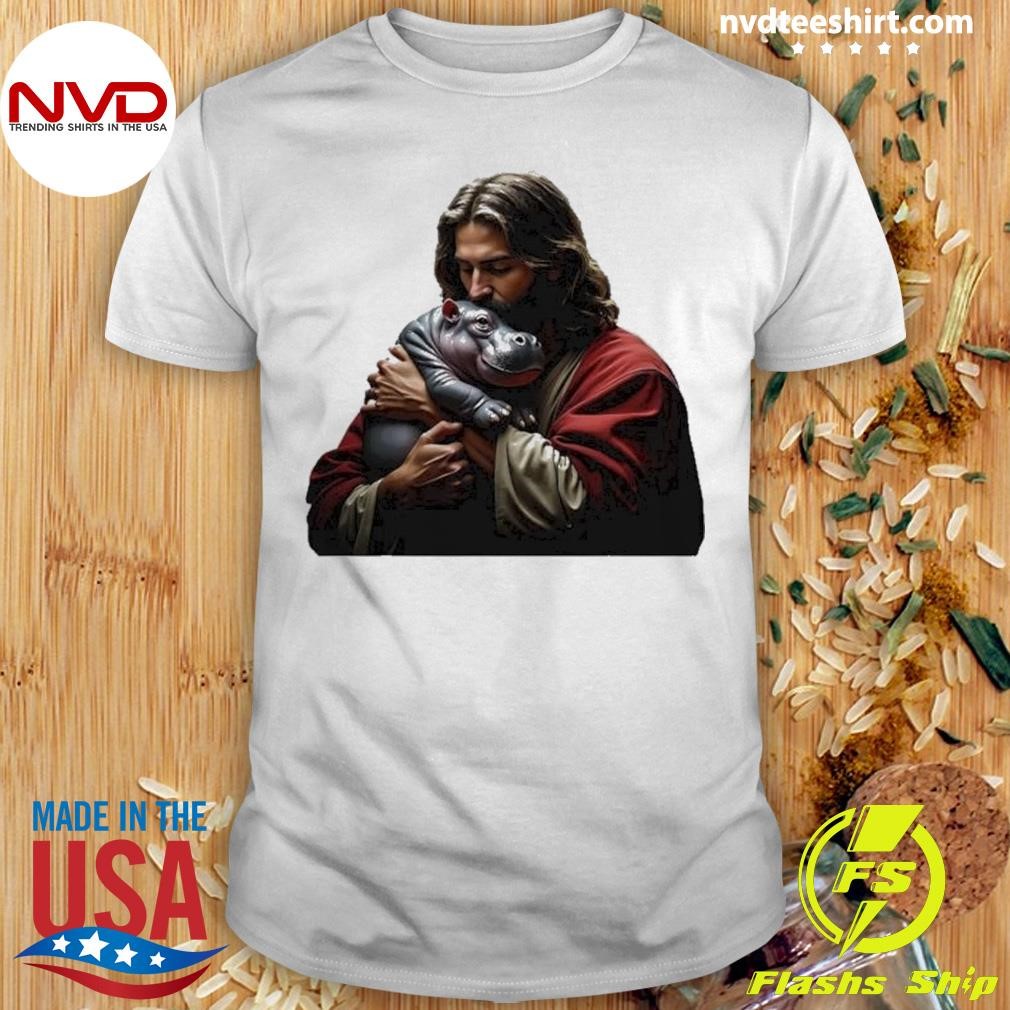 Moo Deng Jesus Christ Baby Hippo Animal 2024 Shirt